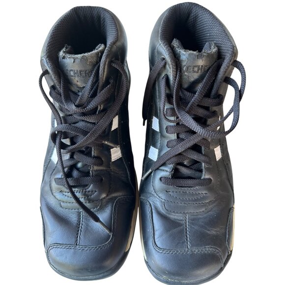Somethin' Else by Skechers Black Leather High Top Sneakers Women's Size 9 (READ) - Picture 1 of 16